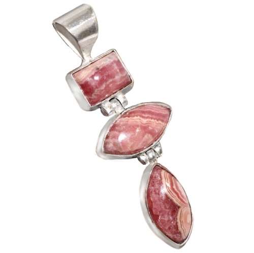 Natural Dainty Rhodochrosite Gemstone .925 Sterling Silver stamped Plated Ring Size 8 or Q