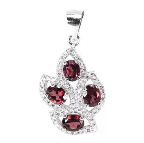 8mm Top Natural  Unheated Rhodolite Garnet, Cubic Zirconia Solid .925 Sterling Silver Earrings