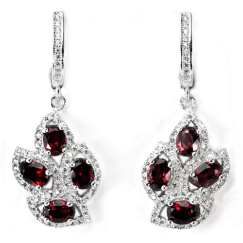 Top Natural Unheated Rhodolite Garnet, Cubic Zirconia Solid .925 Sterling Silver Ring US 7.25