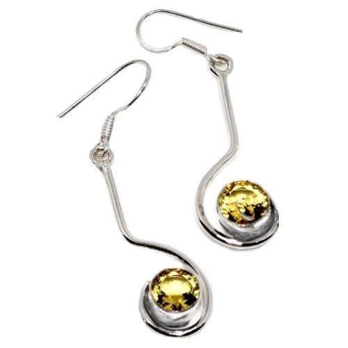 Faceted Citrine Gemstone .925  Silver Earrings