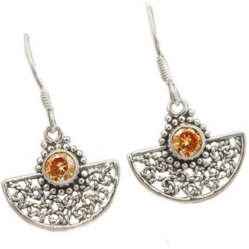 Indonesian - Bali Padparadscha Sapphire set in Solid .925 Sterling Silver Earrings