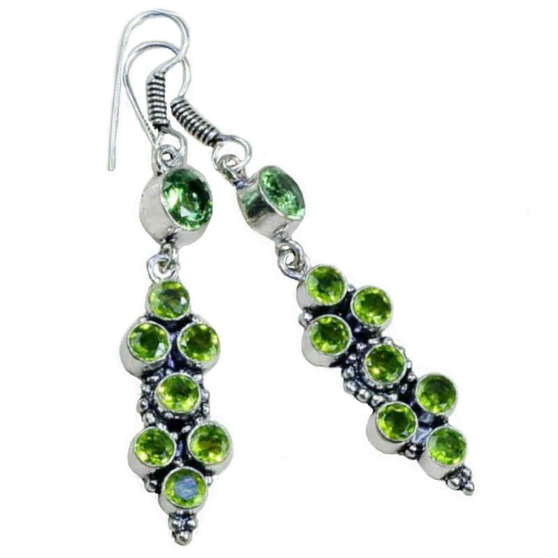 Peridot in Mixe  .925 Silver Earrings
