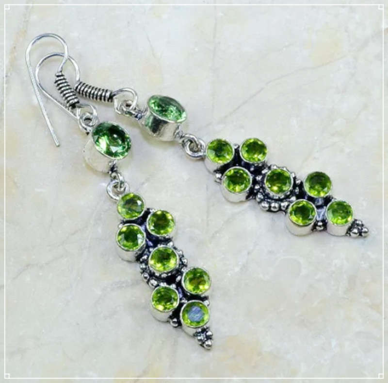 Peridot in Mixe  .925 Silver Earrings