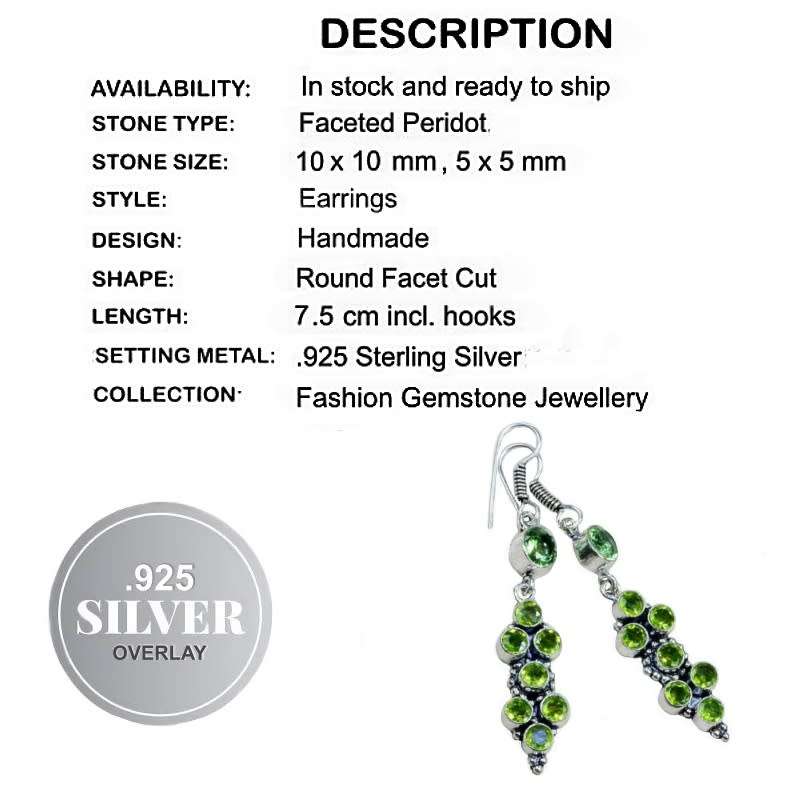 Peridot in Mixe  .925 Silver Earrings