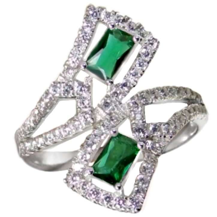 Handmade Tsavorite Quartz and White Topaz  .925  Sterling Silver Plated Ring Size 8 OR Q