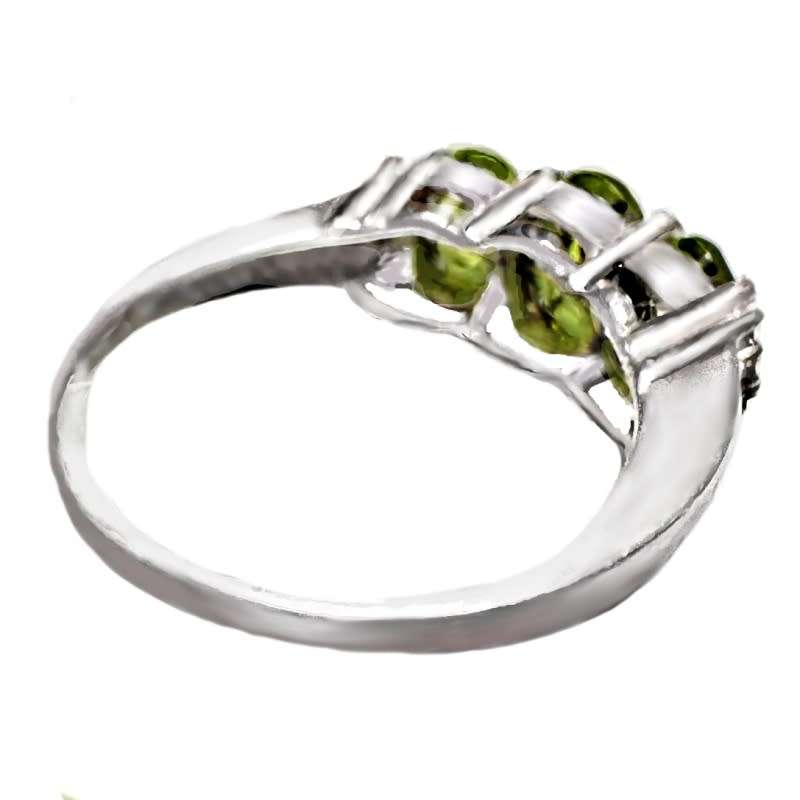 Deluxe Natural Unheated Peridot and White Topaz Solid .925 Sterling Silver Size 8 or Q