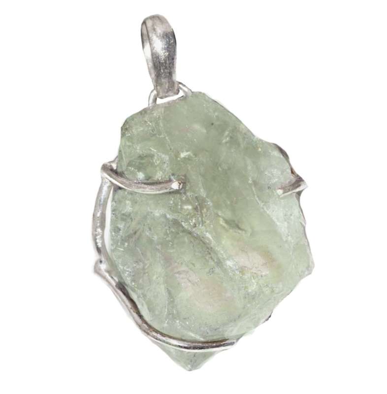 Natural Green Amethyst Rough Gemstone Nugget 925 Sterling Silver Plated Handmade Pendant