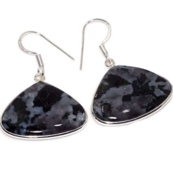 Natural Indigo Gabrro, Botswana Agate and Purple Amethyst .925 Sterling Silver Plated Pendant