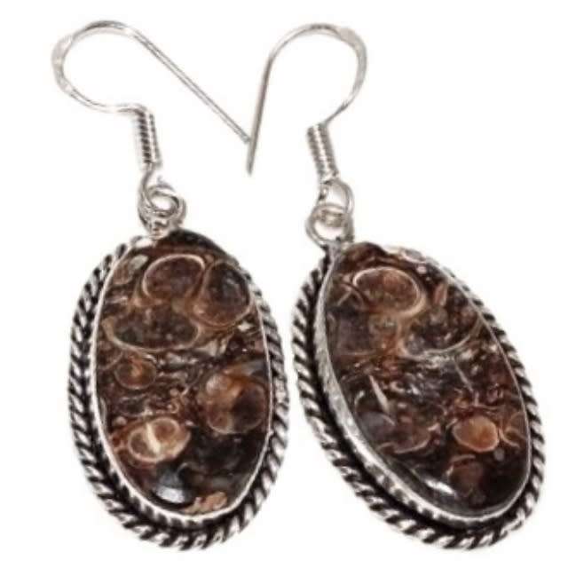 Handmade Natural Turritella Gemstone set in .925 Sterling Silver Plated Pendant