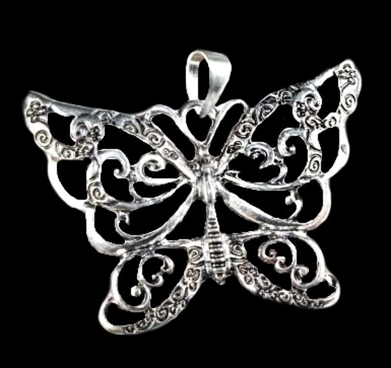 Dainty Handmade Ornate Butterfly Drop Dangle Silver Plated Earrings