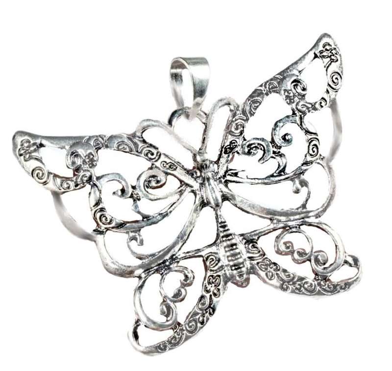 Ornate Butterfly set in  .925 Sterling Silver Plated Handmade Pendant