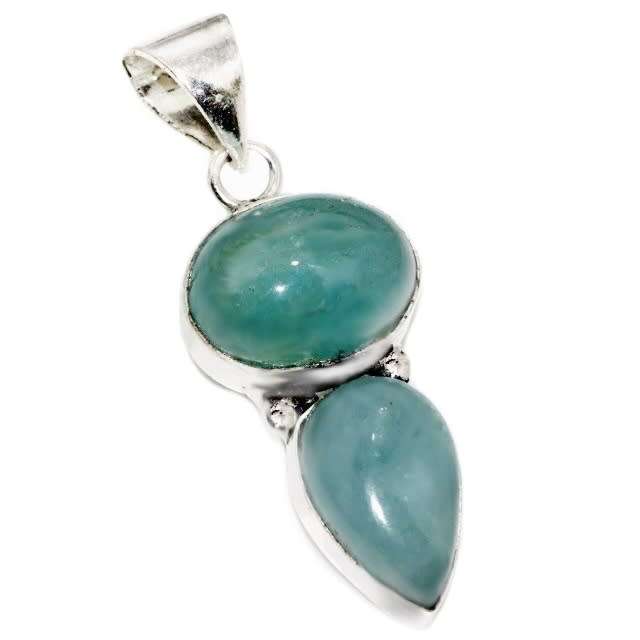 Handmade Natural Aquamarine Mixed Shapes in 925 Sterling Silver Plated Pendant
