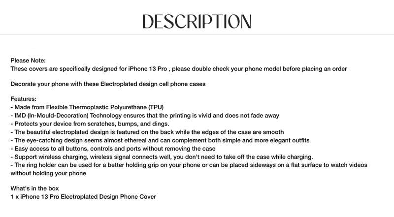 iPhone 13 Pro Phone Cover in Black and Electroplated Rose Gold with Built in Ring Holder- Stunning