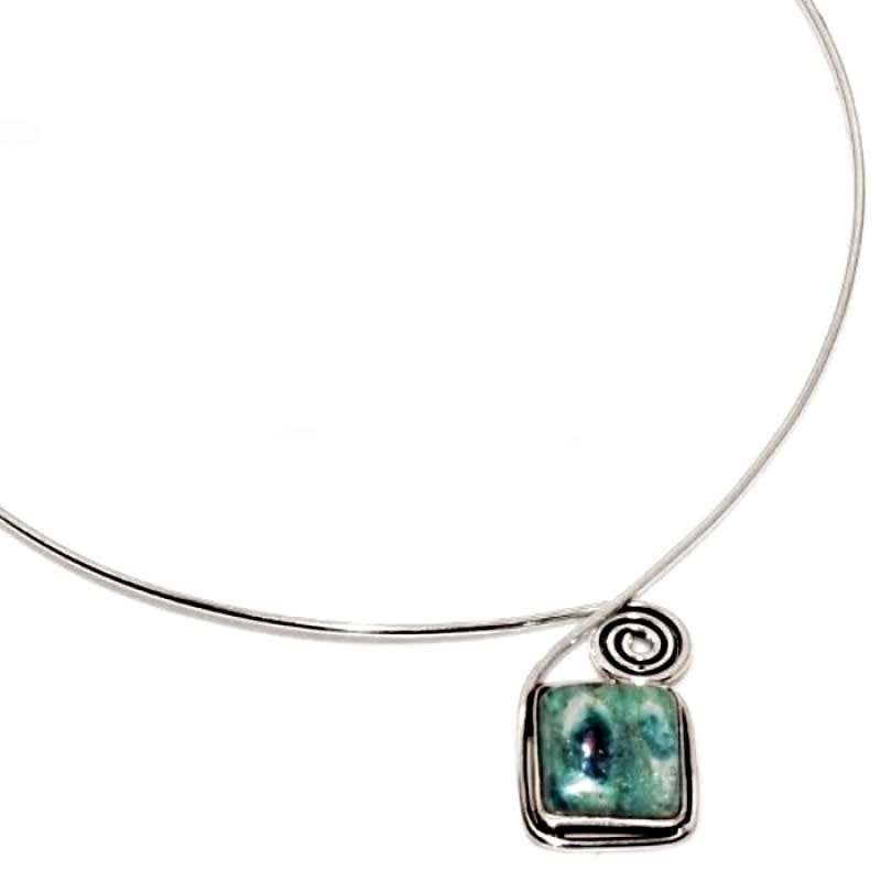 Natural Ruby in Fuchsite Gemstone .925 Sterling Silver Plated Handmade Necklace