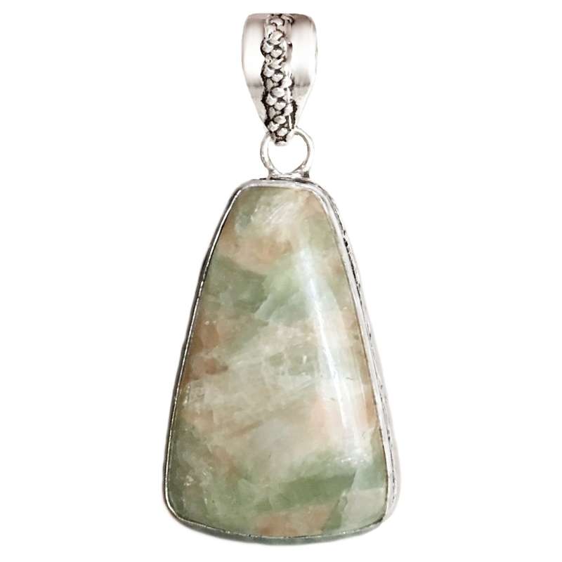 Captivating Natural Aqua Seraphinite Gemstone set in .925 Sterling Silver Plated Handmade Pendant
