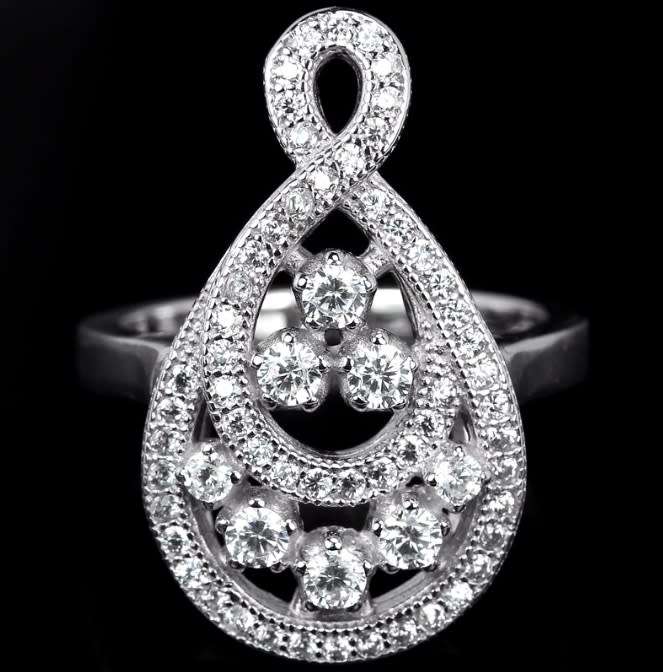 Artistic Eternity Symbol AAA Wedding Engagement White Cubic Zirconia Solid.925 Silver Ring Size 7