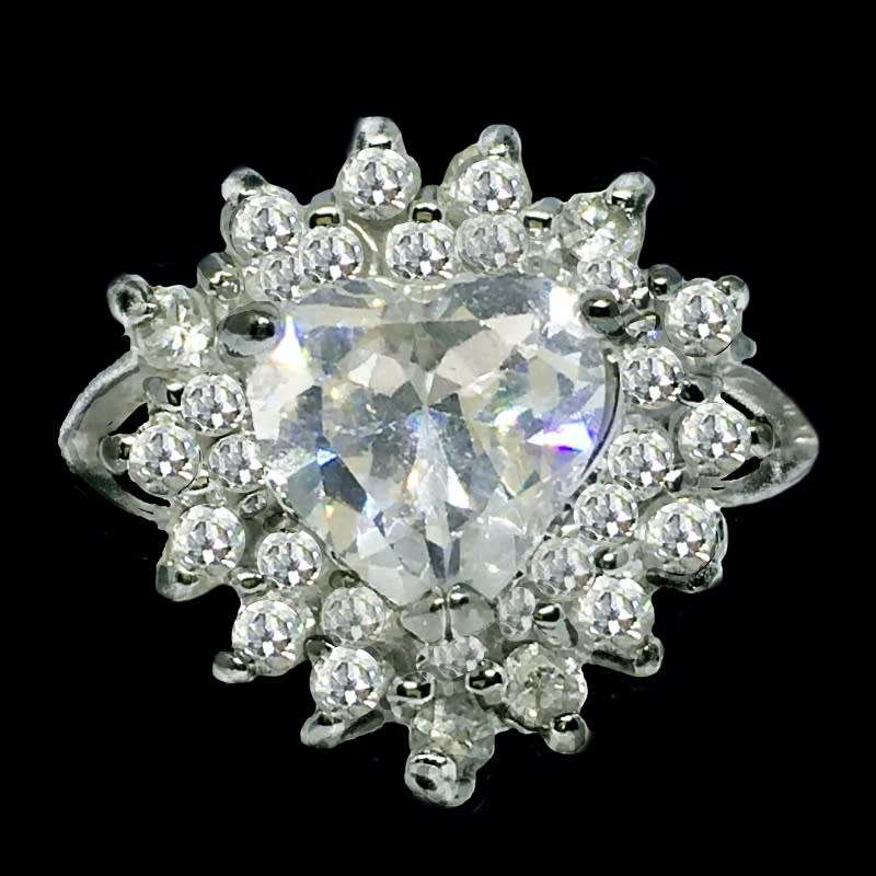 Handmade Natural White Topaz Gemstone in Solid .925 Sterling Silver Ring Size 7.5 or P