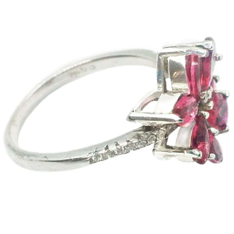 5.03 Cts Pink Red Ruby,and White Topaz set in .925 Solid Sterling Silver Ring Size 8 or Q