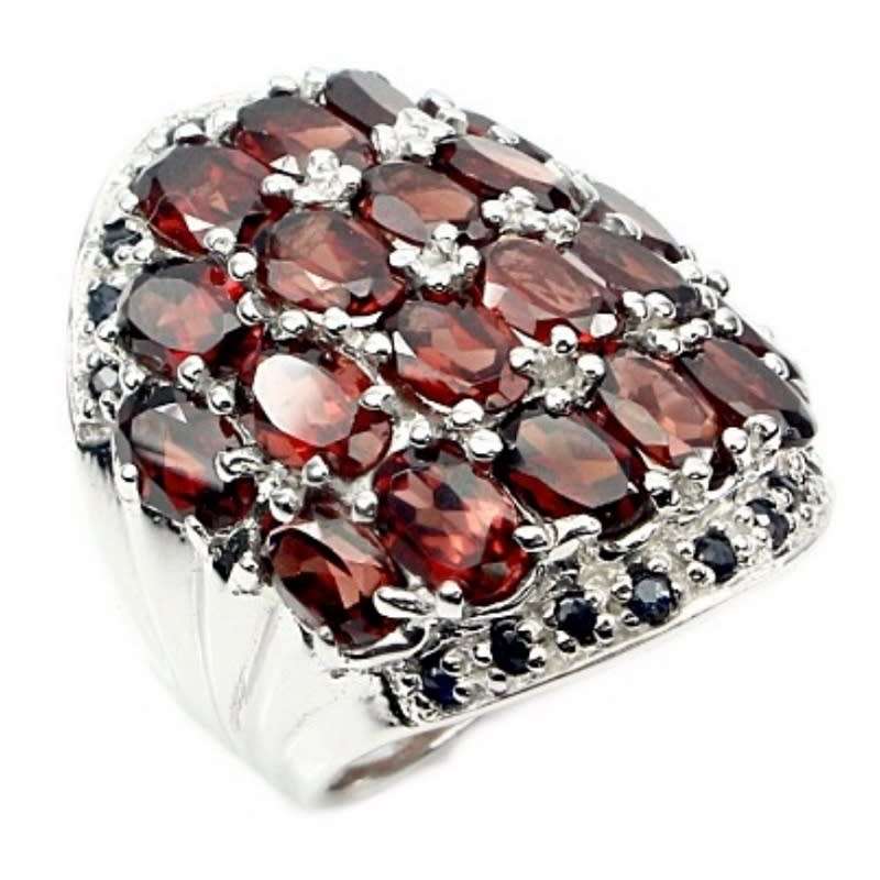 79.78 Cts Mozambique Garnet, Sapphire Solid set in Solid 925 Sterling Silver Ring Size 7 or O