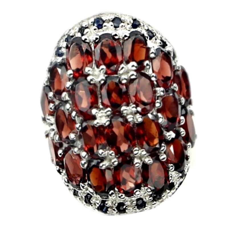 79.78 Cts Mozambique Garnet, Sapphire Solid set in Solid 925 Sterling Silver Ring Size 7 or O