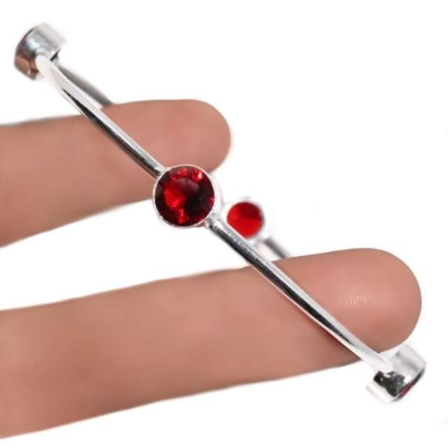 Faceted Garnet Round Rounds set in .925 Sterling Silver Plated Handmade Bangle