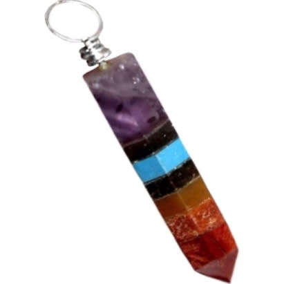 Healing Chakra Natural Gemstone .925 Sterling Silver Wand Pendant