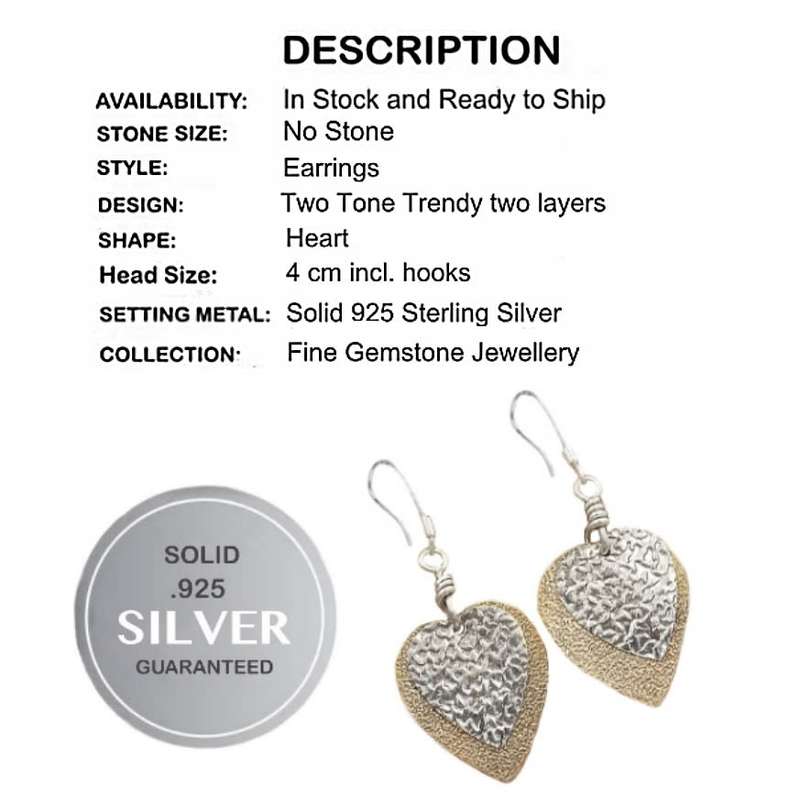 Trendy Embossed Metal Two Tone Solid .925 Sterling Silver Earrings