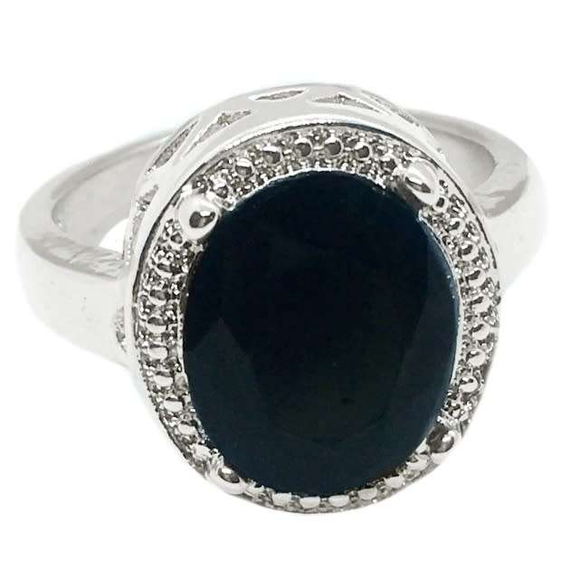 Black Onyx Oval set in .925 Sterling Silver Handmade Ring Size US 8 / Q