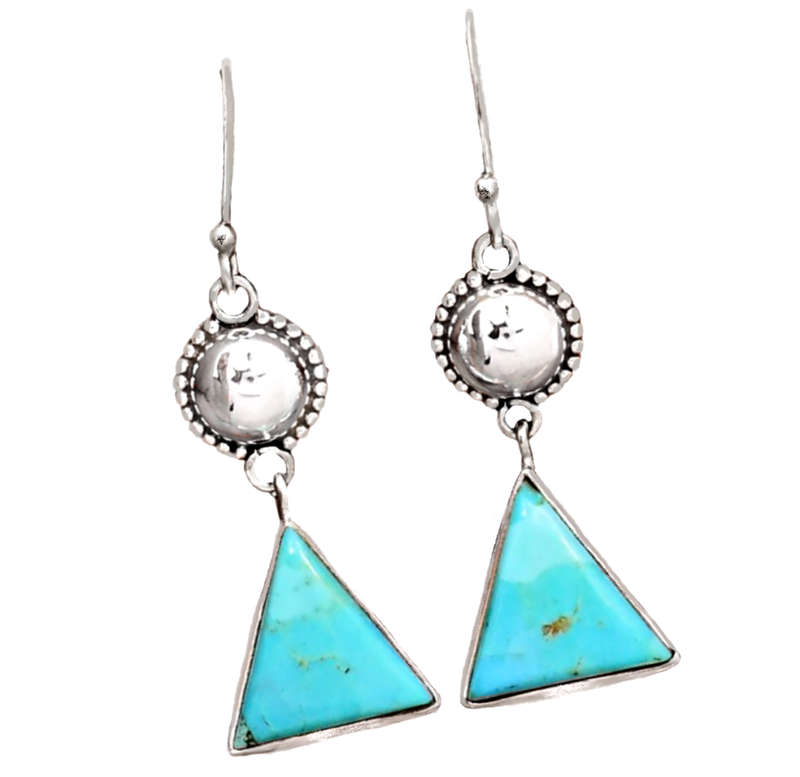 Natural Sleeping Beauty Turquoise Gemstone set in Solid .925 Sterling Silver Earrings