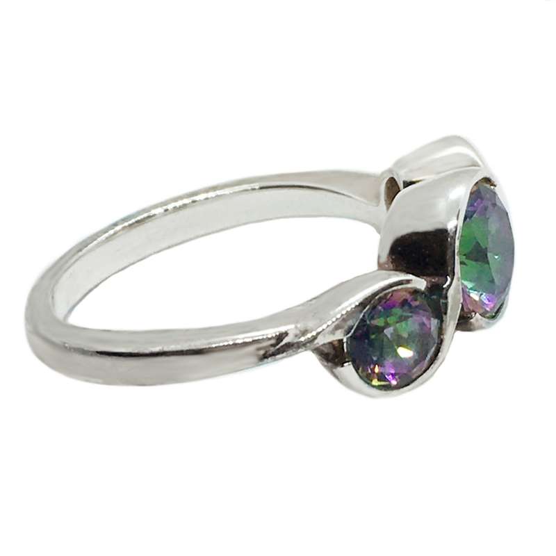 Multi-Colour Rainbow Mystic Topaz set in Solid .925 Sterling Silver Antique Style Ring Size 8 or Q