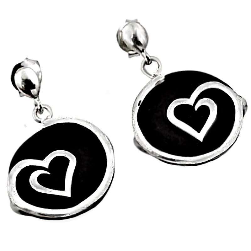 Natural Black Onyx Gemstone set in Solid .925 Sterling Silver Stud Dainty Earrings