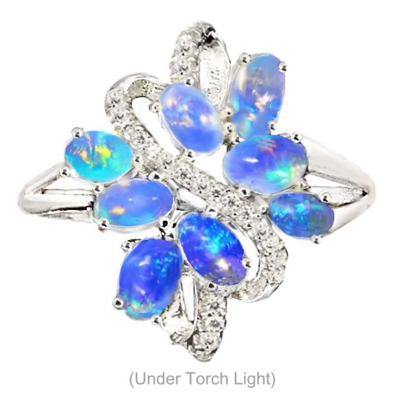 Authentic 19.62 Cts Ethiopian Fire Opal Cz Gemstone set in Solid .925 Sterling Ring Size 9 or R1/2