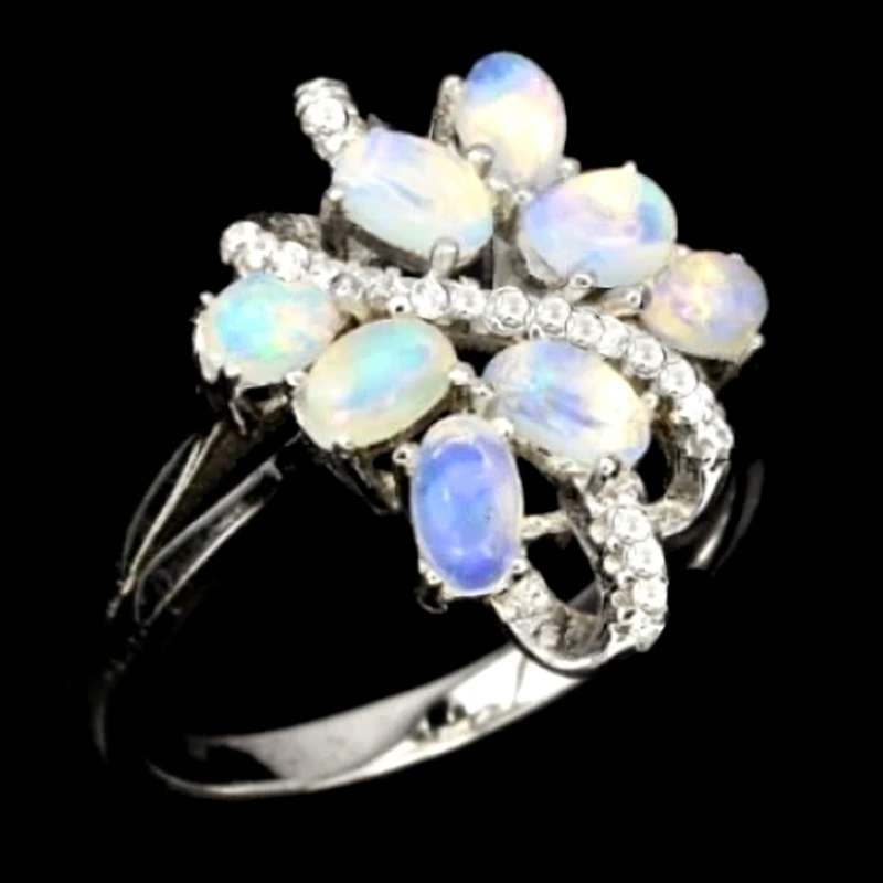 Authentic 19.62 Cts Ethiopian Fire Opal Cz Gemstone set in Solid .925 Sterling Ring Size 9 or R1/2