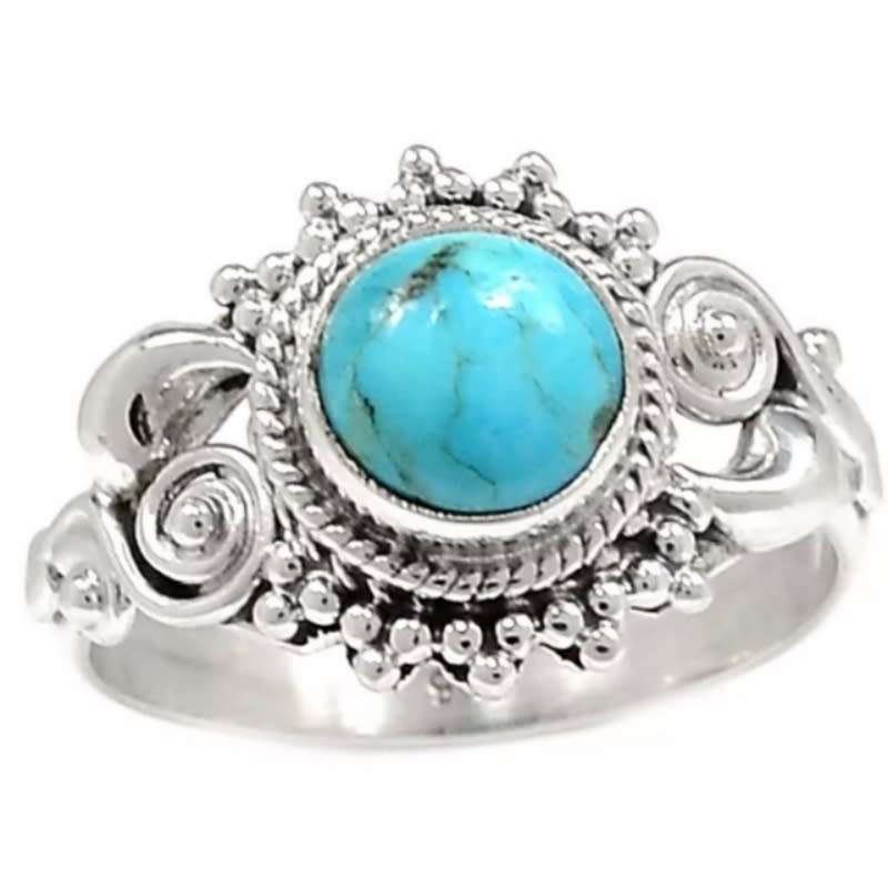 Natural Sleeping Beauty Turquoise Gemstone Set in Solid .925 Sterling Silver Ring Size 7 or O