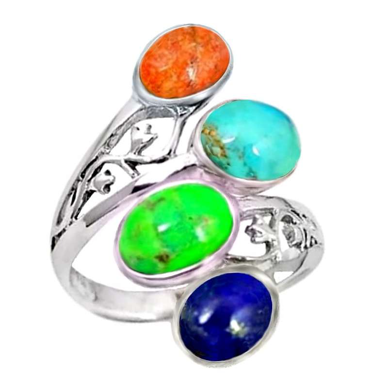 Natural  South Western Arizona Turquoise Gemstones set in Solid .925 Sterling Silver Ring size 8 /Q