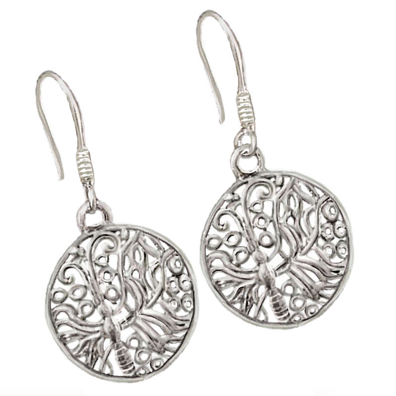 Indonesian - Butterfly Fantasy set in Solid .925 Sterling Silver Drop Dangle Dainty Earrings