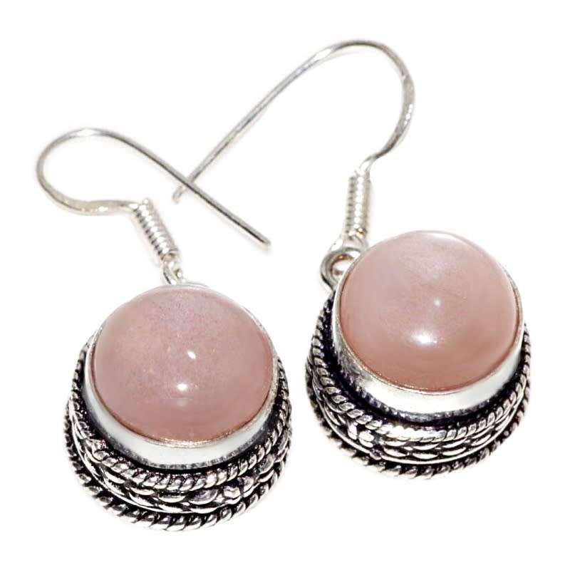 Natural Sunstone Gemstone set in .925 Sterling Silver Plated Antique Style Handmade Earrings