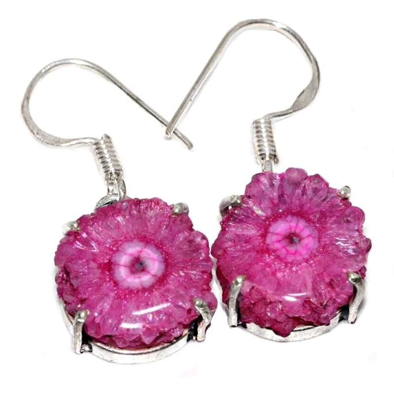 Handmade Natural Solar Quartz Gemstone set in  925 Sterling Silver Plated Dainty Earrings