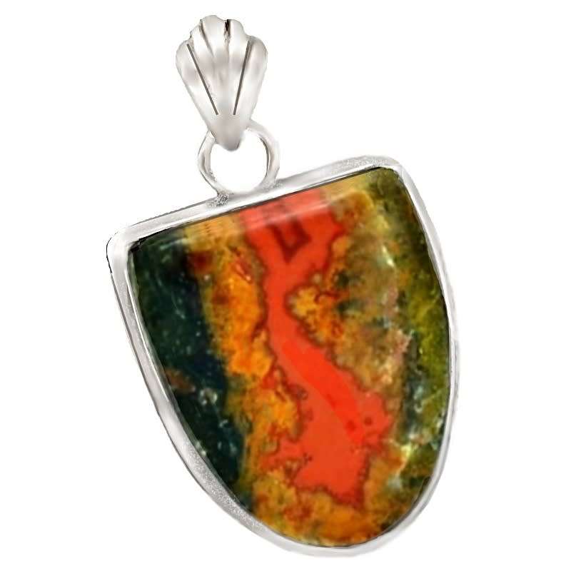 Natural Cady Mountain Agate set in Solid .925 Sterling Silver Pendant