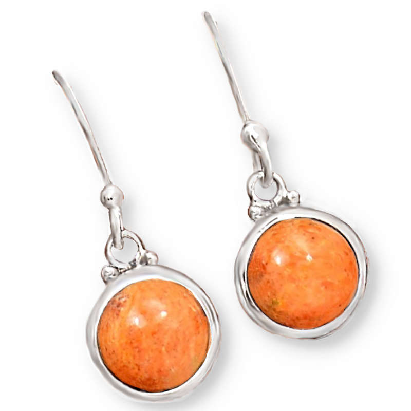 Natural Italian Coral set in Solid .925 Sterling Silver Dainty Earrings