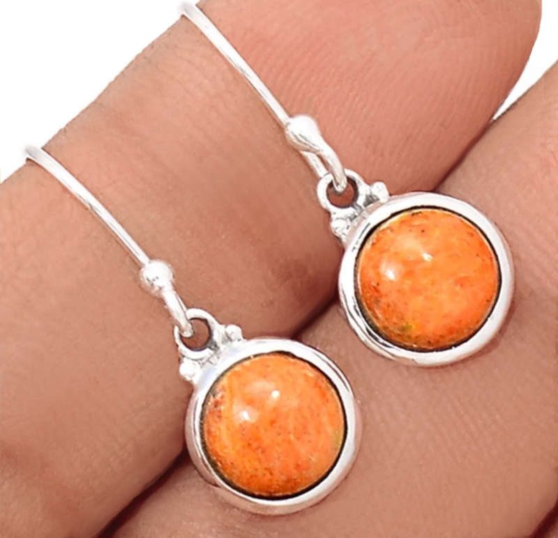 Natural Italian Coral set in Solid .925 Sterling Silver Dainty Earrings