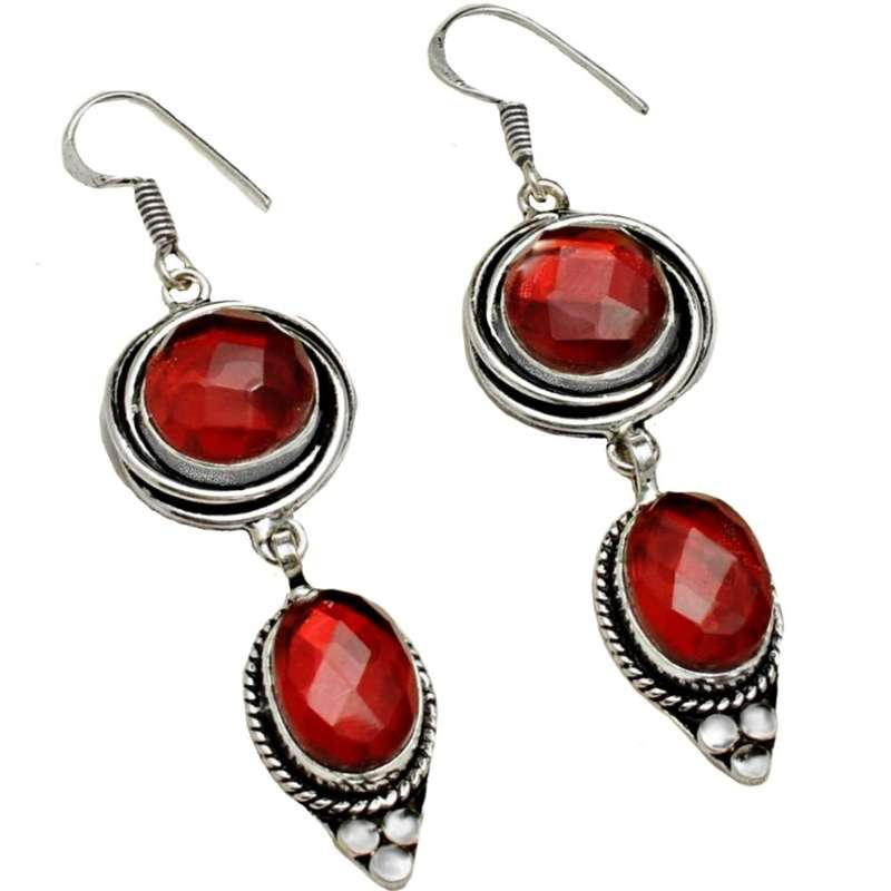 Rainbow Fire Topaz set in .925 Sterling Silver Plated Handmade Drop Dangle Earrings