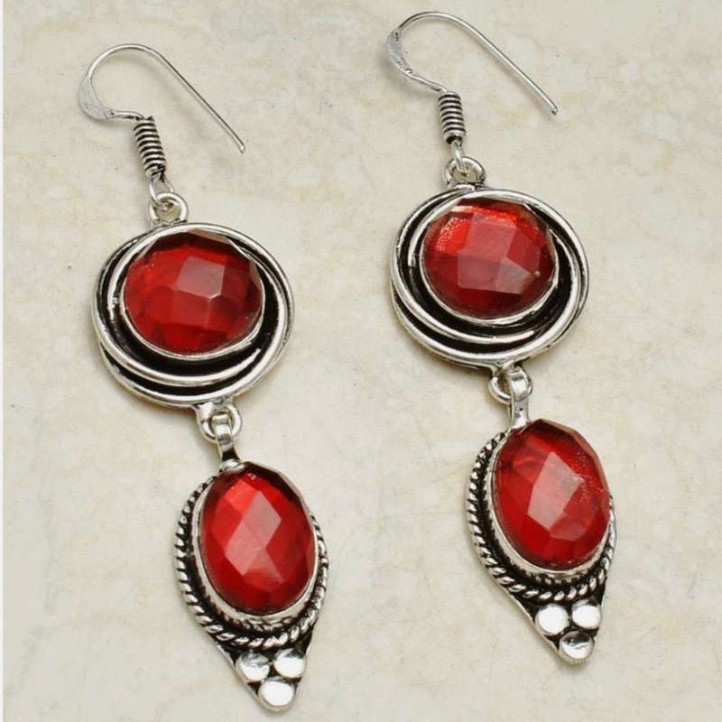 Rainbow Fire Topaz set in .925 Sterling Silver Plated Handmade Drop Dangle Earrings