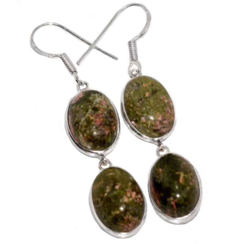 Natural Unakite, Rainbow Moonstone, Peridot  Gemstone Set in .925 S/Silver Plated Handmade Pendant