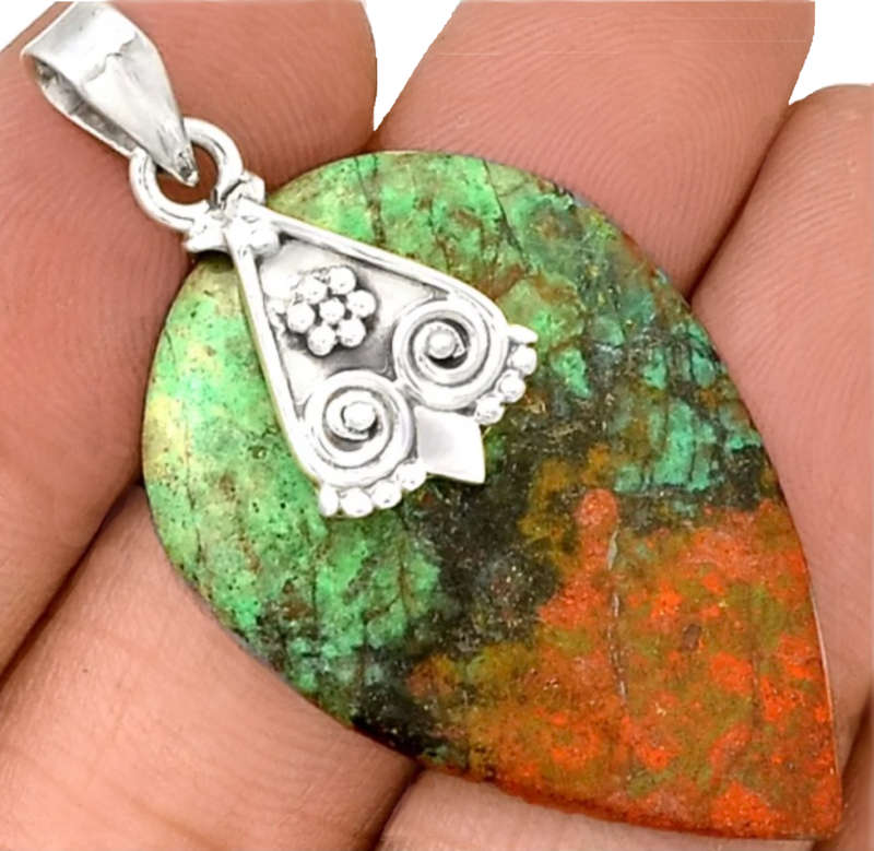 Natural Sonora Sunrise Gemstone Set in Solid .925 Sterling Silver Pendant
