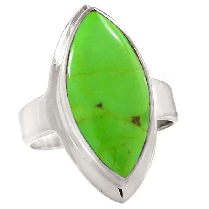 Natural Mohave Green Turquoise set in Solid 925 Sterling Silver Ring Size US 8.5 / Q1/2