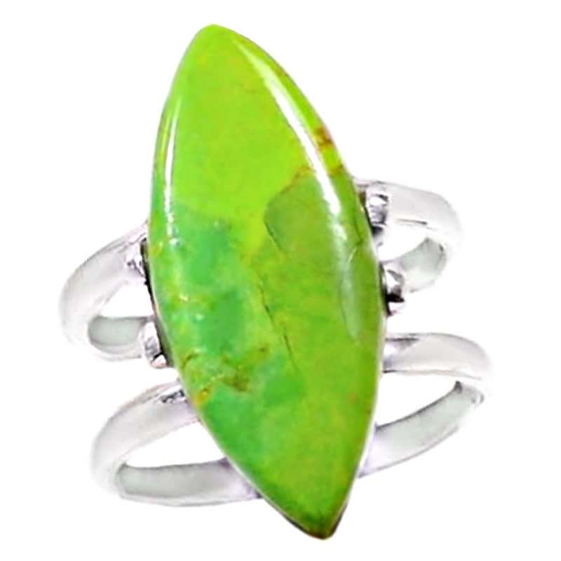 Natural Mohave Green Turquoise Gemstone set in Solid 925  Sterling Silver Size 8 / Q