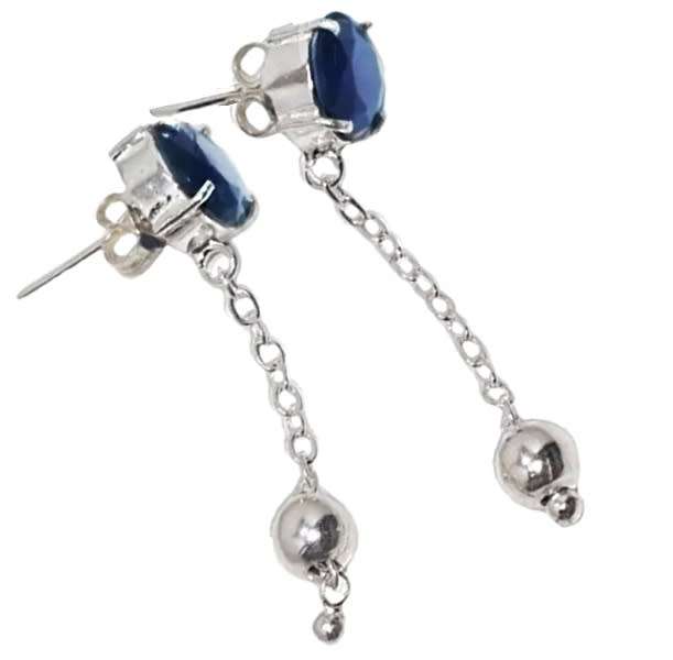 Handmade Sapphire Quartz  925 Sterling Silver Plated Drop Dangle Stud Earrings