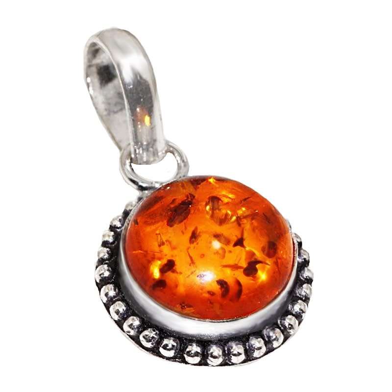 Pressed Amber Round Shape set In .925  Sterling Silver Plated Handmade Earrings