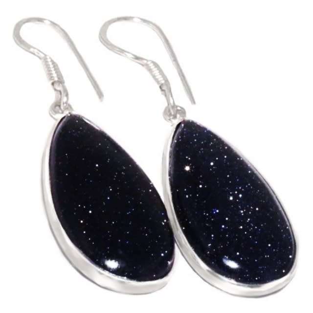 Purple Sandstone Pear Shape set in .925 Sterling Silver Plated Handmade Earrings